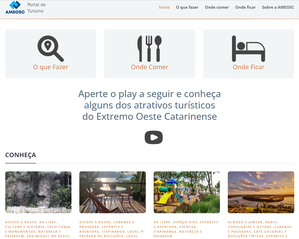 Portal de Turismo da Ameosc, desenvolvido no Câmpus SMO do IFSC